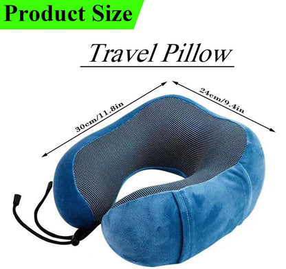 Travel Neck Pillow Memory Foam, Perfect for Car and Airplane Travel - 30 x 24cm